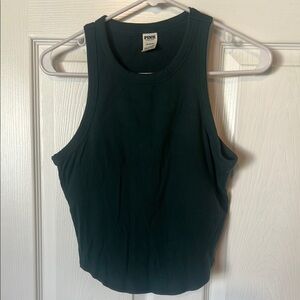 PINK Victoria's Secret Dark Green Fitted Crop Tank Top
